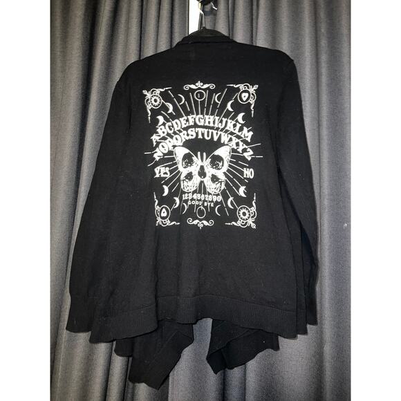 Hot Topic Sweaters - Hot Topic Ouija Board Black Knit Open Cardigan Halloween Occult Goth Large